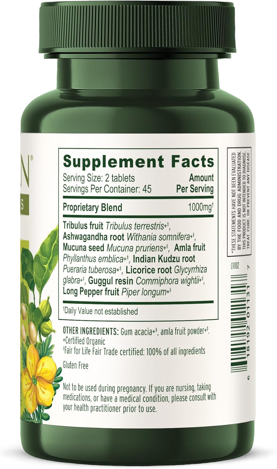 mens support tablets | certified organic | 90 count