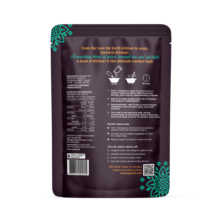 love my earth | turmeric kitchari | quick stix mix organic