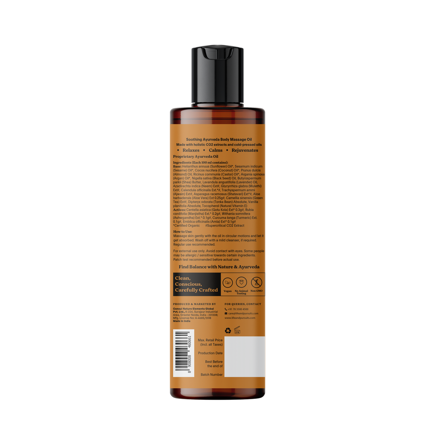 life & pursuits | lavender body oil | 200ml | organic coconut oil | argan oil | almond oil