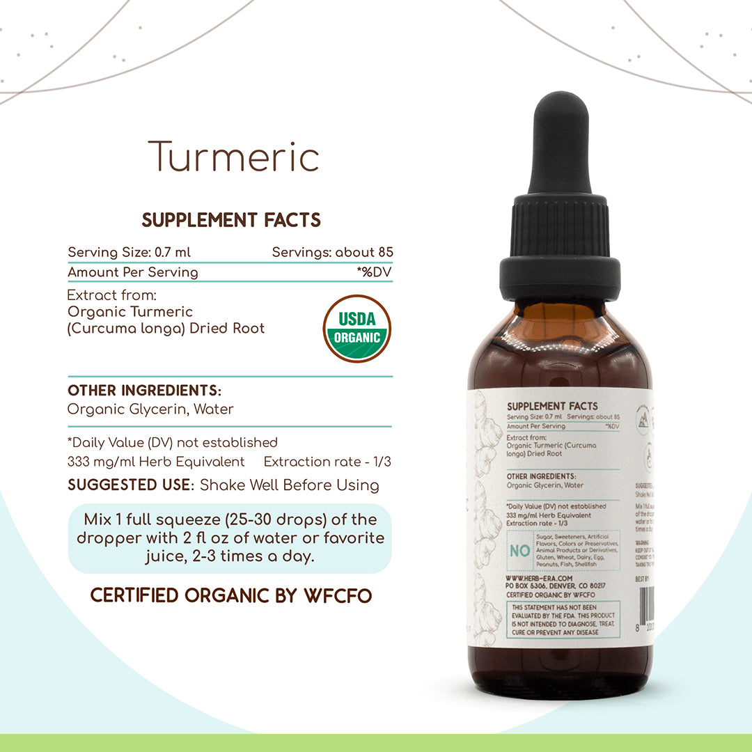 herbera | turmeric herbal extract tincture | organic | alcohol-free | 60ml | made in usa