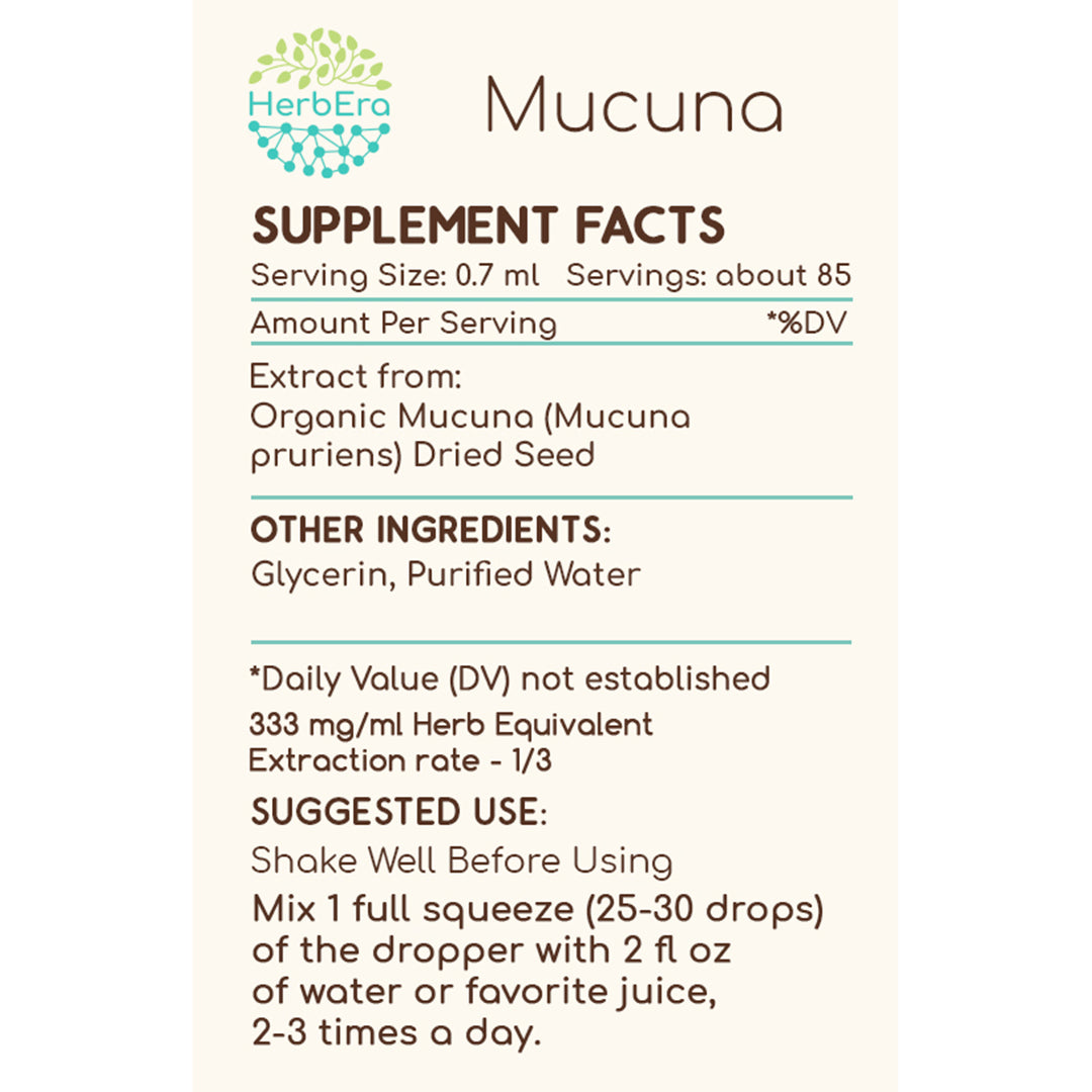 herbera | mucuna herbal extract tincture | organic | alcohol-free | 60ml | made in usa