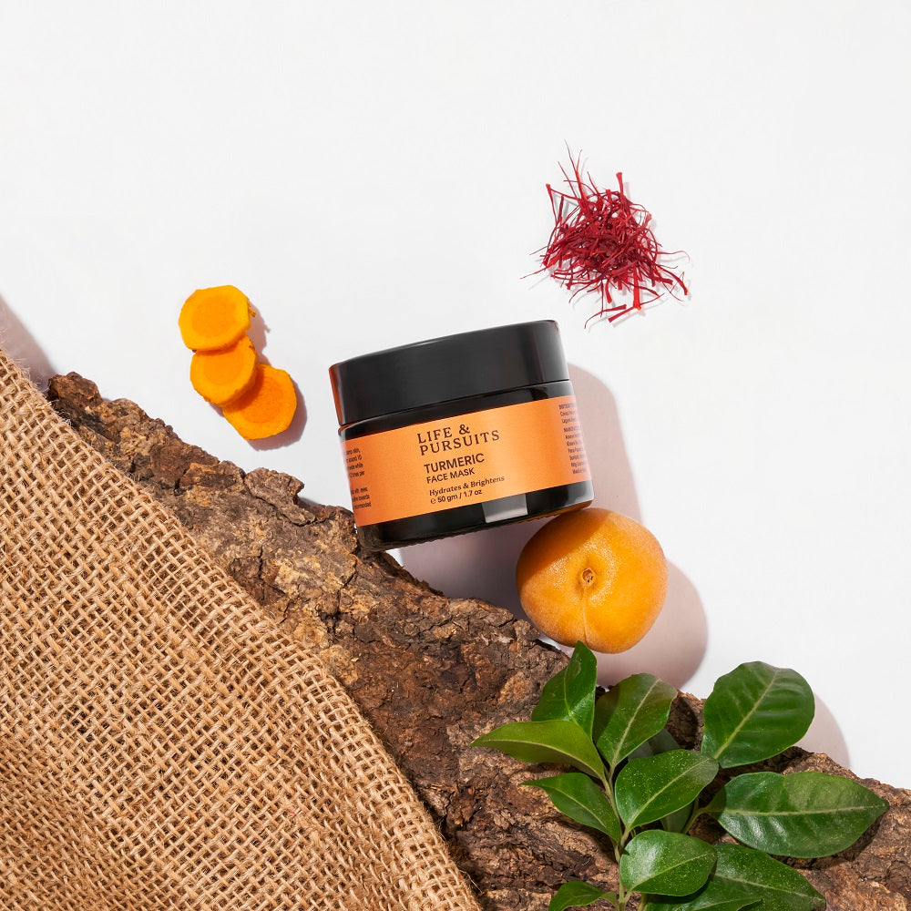 life & pursuits | turmeric face mask |50gm | clay facial mask with vitamin c
