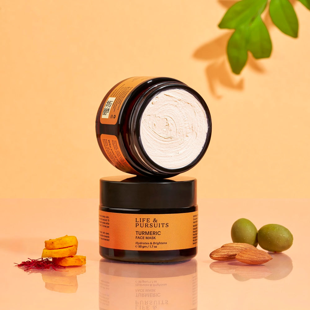life & pursuits | turmeric face mask |50gm | clay facial mask with vitamin c