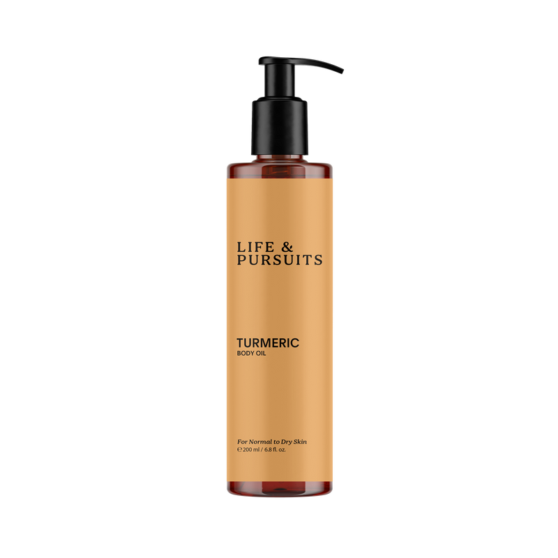 life & pursuits | turmeric body oil | massage oil for skin & face | made with with organic coconut oil, argan oil