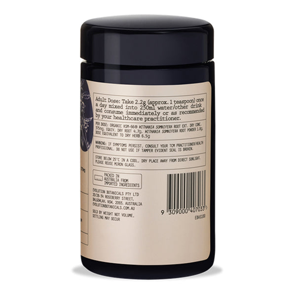 evolution botanicals | ashwagandha powder | blend ksm 66 | adaptogen