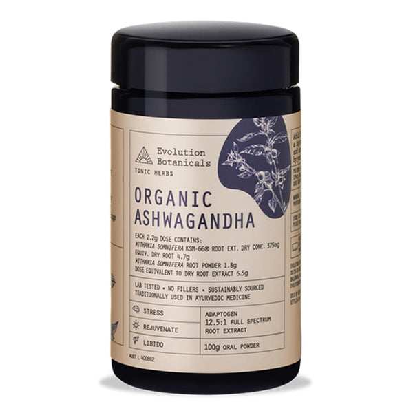 evolution botanicals | ashwagandha powder | blend ksm 66 | adaptogen
