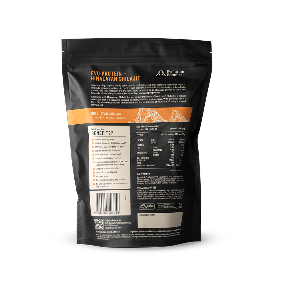 evolution botanicals | evo protein + shilajit - mango lassi