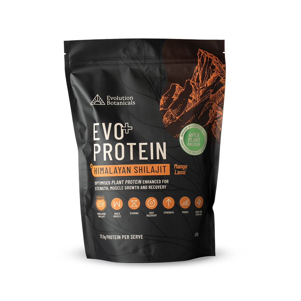 evolution botanicals | evo protein + shilajit - mango lassi