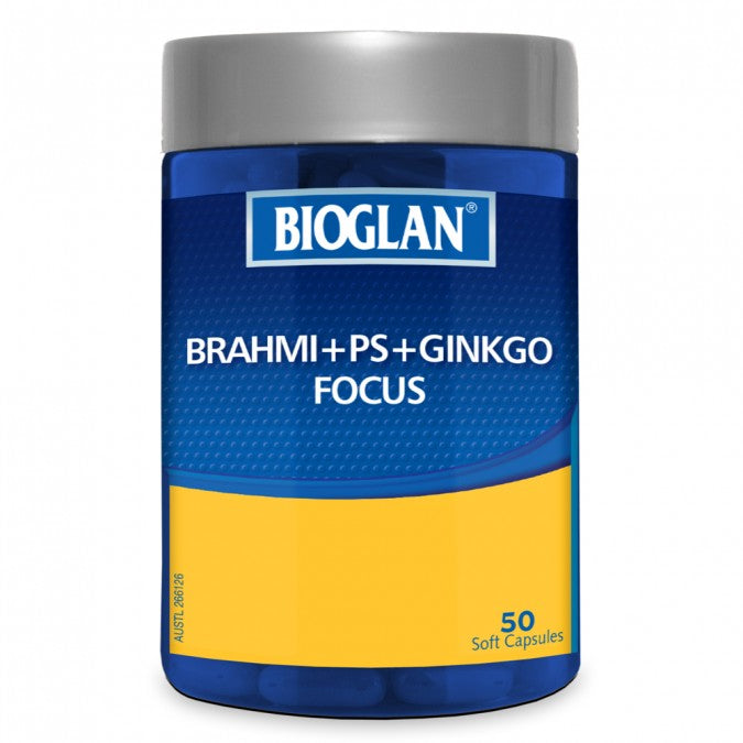 bioglan | brahmi + ps+ ginkgo focus | 50 capsules