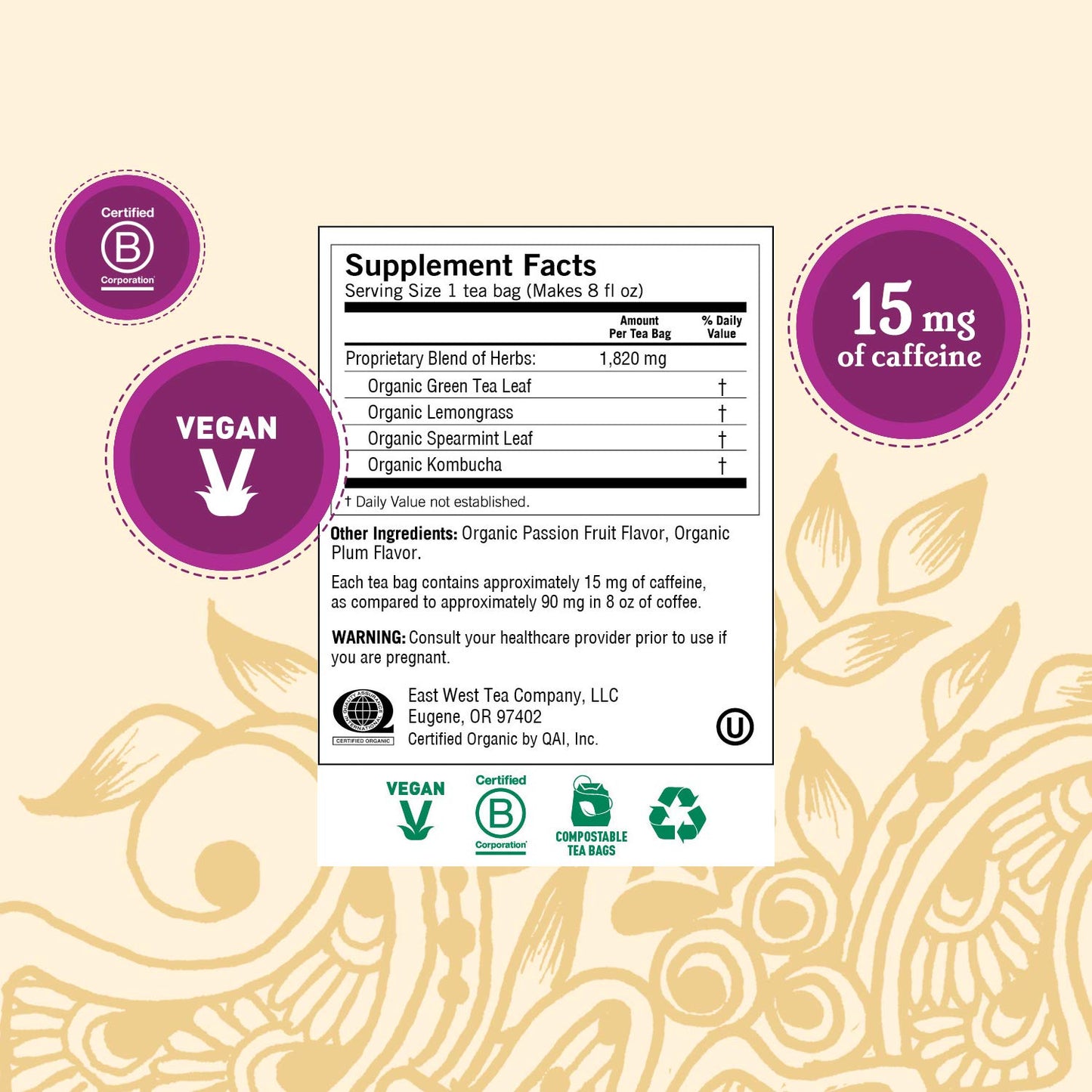 yogi tea | green tea kombucha | herbal tea | 16 tea bags | supplies antioxidants