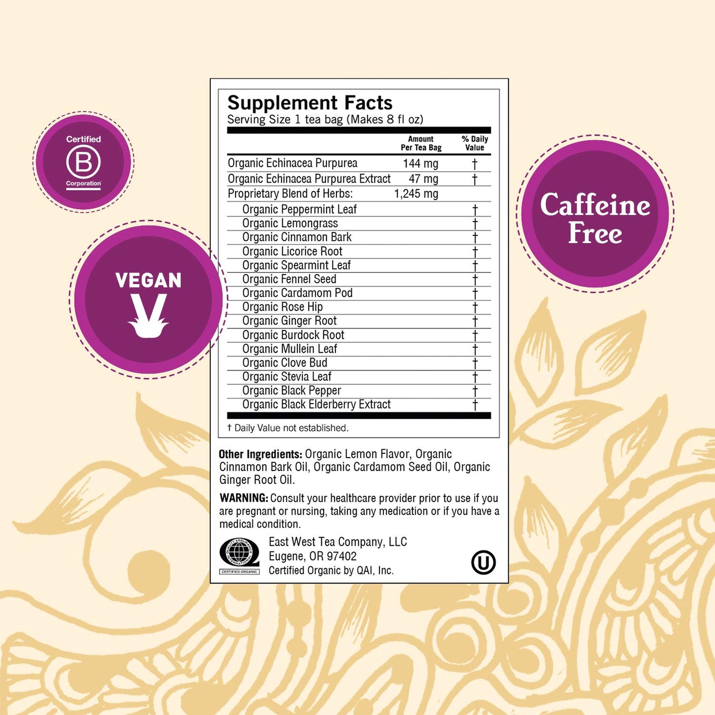 yogi tea | echinacea immune support | herbal tea | 16 tea bags