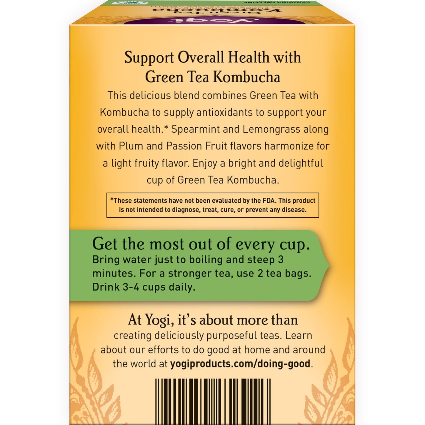 yogi tea | green tea kombucha | herbal tea | 16 tea bags | supplies antioxidants