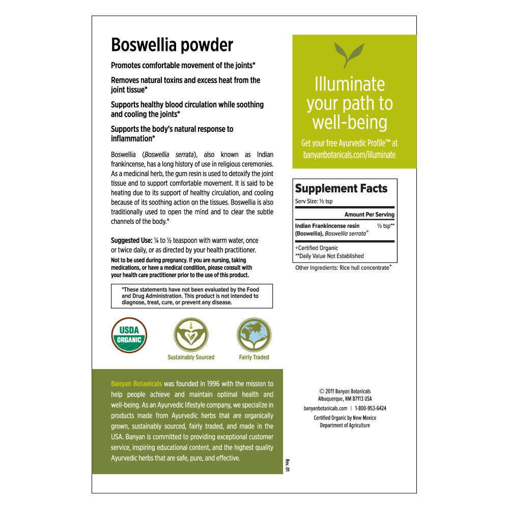 boswellia powder - certified organic