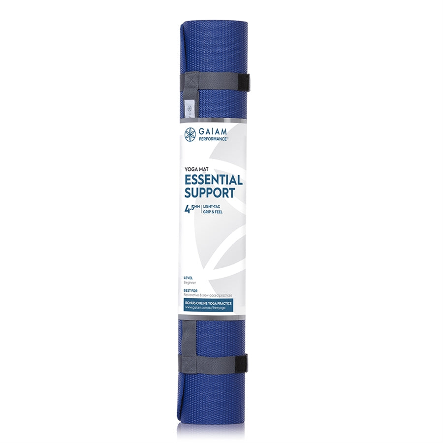 gaiam | performance essential support yoga mat | indigo | 4.5mm