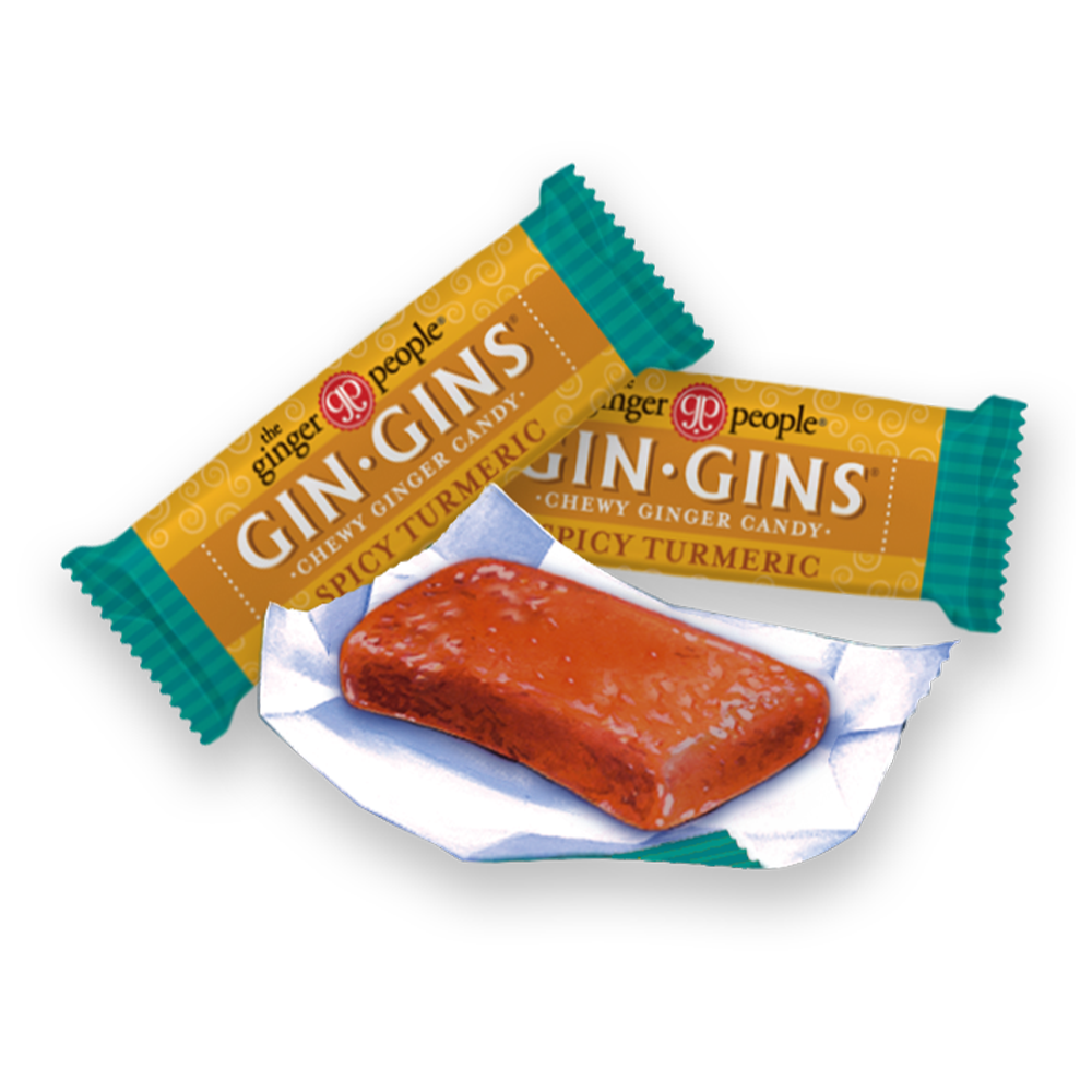 the ginger people | gin gins ginger candy bag | chewy spicy turmeric | 60g