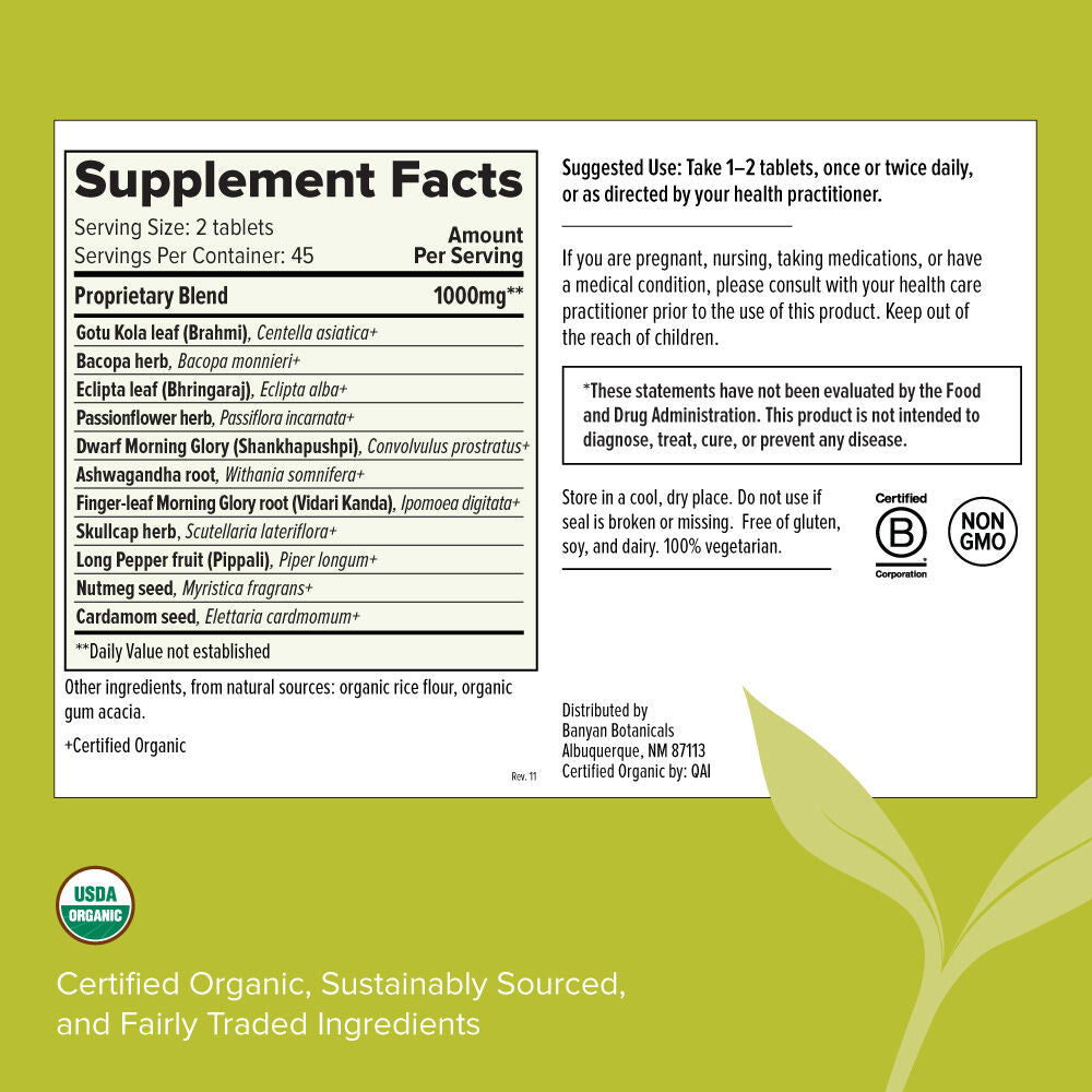 mental clarity tablets | certified organic | 90 count