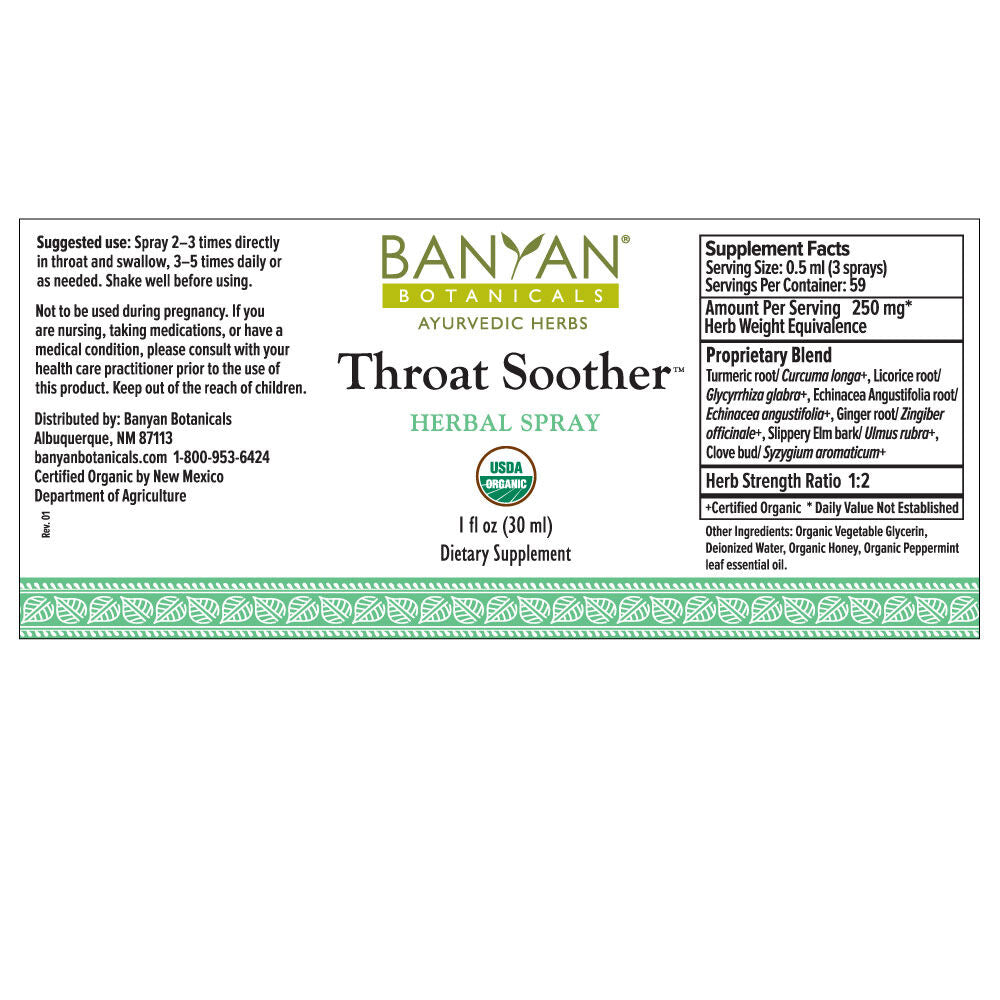 throat soother herbal spray | certified orgranic