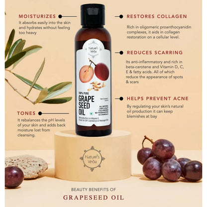 Grape Seed Oil | Natural | Light & Silky | Cold Pressed | 120ml