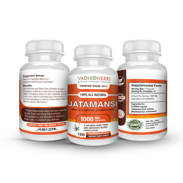 Vadik Herbs | Jatamansi | 100 Vegetarian Capsules | Nardostachys Jatamansi