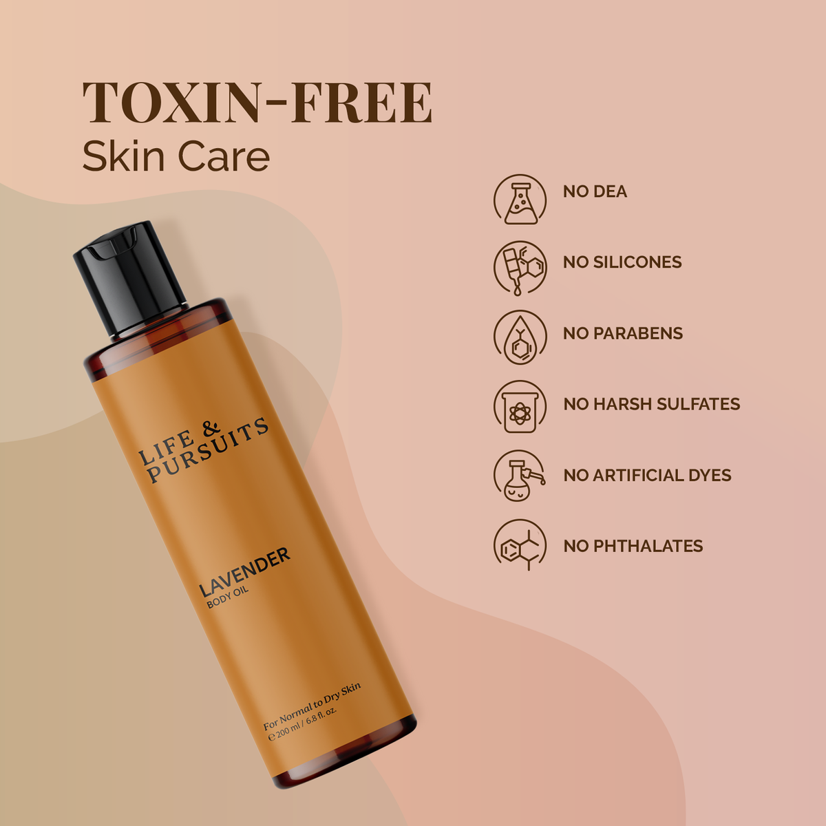 Life & Pursuits | Lavender Body Oil | 200ml | Organic Coconut Oil | Argan Oil | Almond Oil