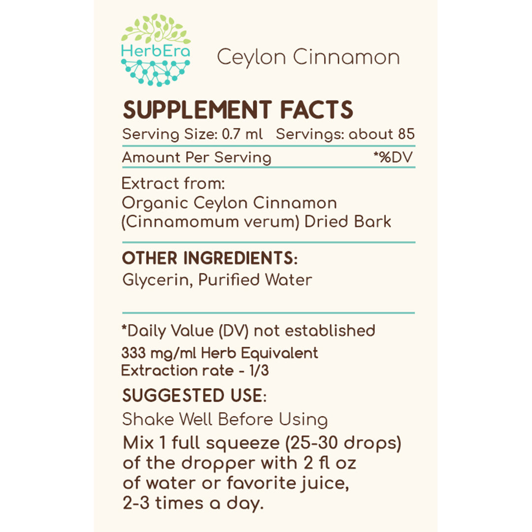 herbera | ceylon cinnamon extract tincture | organic | alcohol-free | 60ml | made in usa