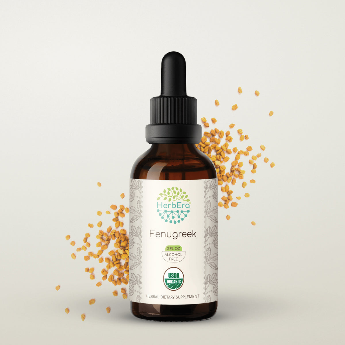 HerbEra | Fenugreek Herbal Extract Tincture | 60ml | Organic | Alcohol Free | Made in USA