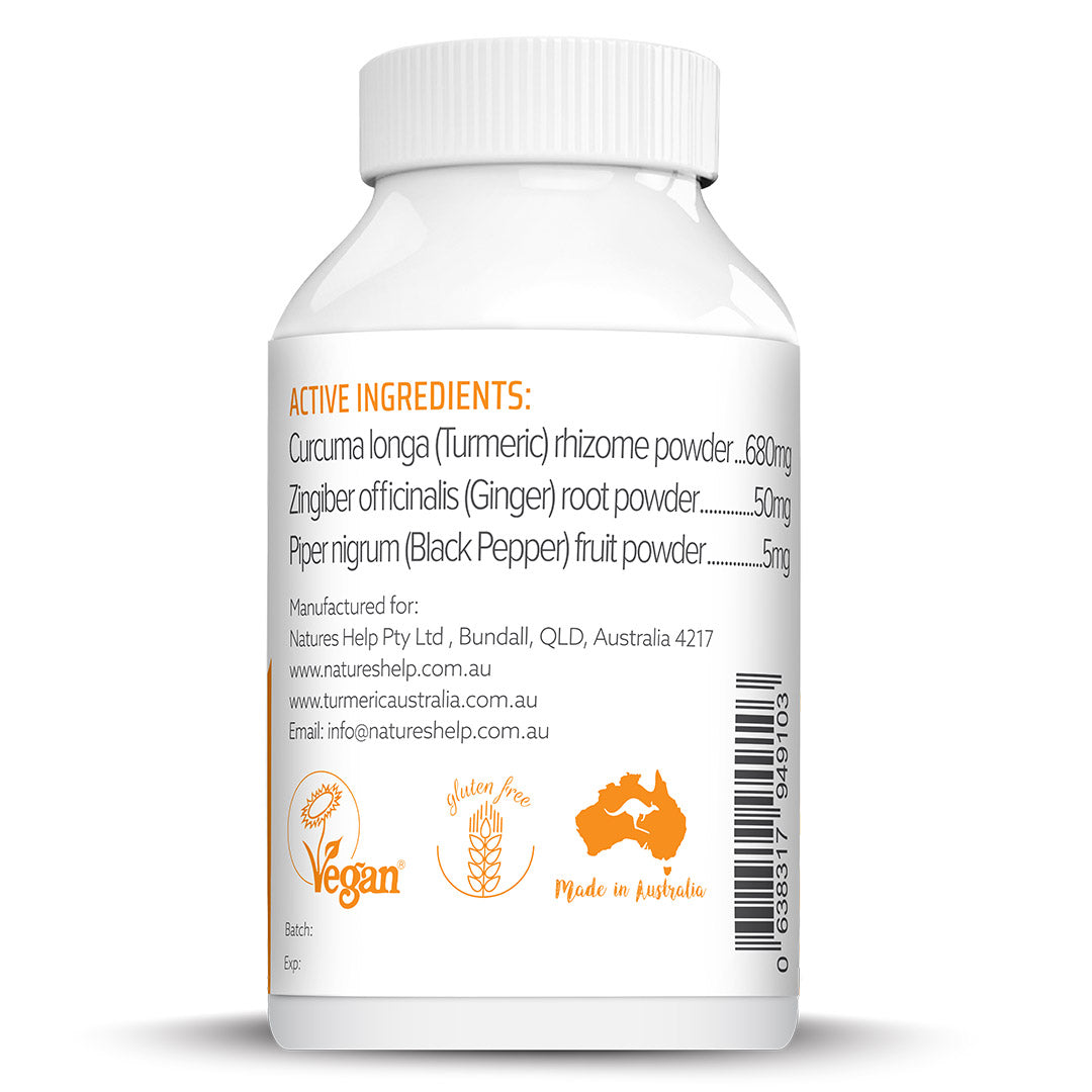 Natures Help | Organic Turmeric Capsules with Black Pepper and Ginger | 120 Capsules