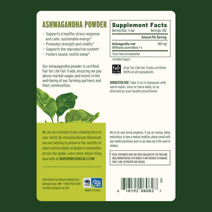 Ashwagandha powder - Certified Organic