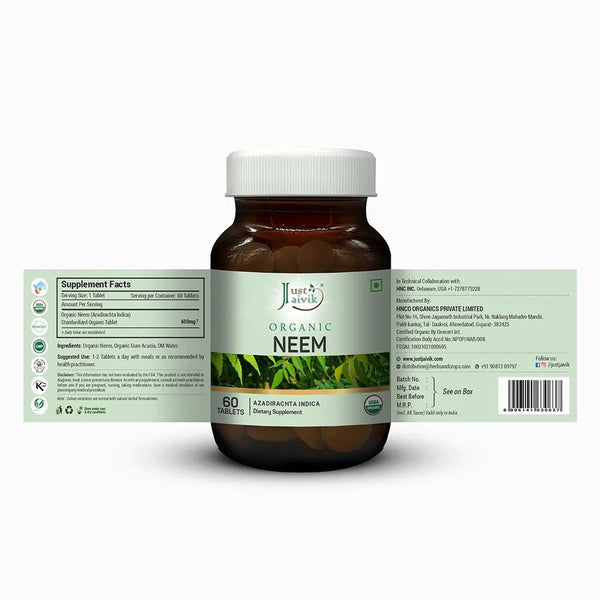 Just Jaivik | Neem Tablets | USDA | Organic | 60 count